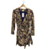 *Sezane Noemia Cotton Floral Long Sleeve Surplice V-Neck Faux Wrap Mini Dress, Size FR 40=US 8