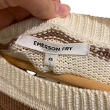 *Emerson Fry Carolyn Organic Cotton French Stripe Crew Neck Pullover Sweater, Size XS