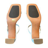 *NIB Freda Salvador Amalia Embossed Leather 2-Band Strap 2.5" Block Heel Sandals, Size 9