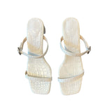 *NIB Freda Salvador Amalia Embossed Leather 2-Band Strap 2.5" Block Heel Sandals, Size 9