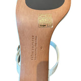 *NIB Freda Salvador Amalia Embossed Leather 2-Band Strap 2.5" Block Heel Sandals, Size 9