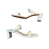 *NIB Freda Salvador Amalia Embossed Leather 2-Band Strap 2.5" Block Heel Sandals, Size 9