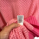 *Jumper 1234 Cashmere Holey contrast Ringer Raglan Sleeve Crew Neck Pullover Sweater, Size 4=L