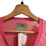 *Jumper 1234 Cashmere Holey contrast Ringer Raglan Sleeve Crew Neck Pullover Sweater, Size 4=L