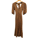 *Faithfull the Brand Romilia Floral Puff Sleeve V-Neck Open Back Midi Dress, Size 2