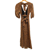 *Faithfull the Brand Romilia Floral Puff Sleeve V-Neck Open Back Midi Dress, Size 2