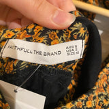 *Faithfull the Brand Romilia Floral Puff Sleeve V-Neck Open Back Midi Dress, Size 2