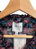 *Misa LA Virginie Chiffon Floral Long Split V-Neck Smocked Waist Ruffle Trim Midi Dress, Size M