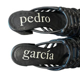 *NIB Pedro Garcia Utedal Leather Stacked Straps & Knots Square Toe Block Heel Slide Sandals, Size 38