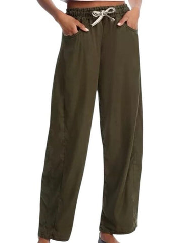 *NWT ASKK NY Cancun Linen Blend Pull-On Rope Drawstring Barrel Wide Leg Pants, Size XS