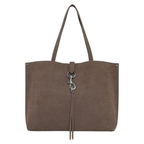 *Rebecca Minkoff Megan Suede Leather Lobster Clasp Closure Dual Handle Tote Bag