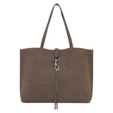 *Rebecca Minkoff Megan Suede Leather Lobster Clasp Closure Dual Handle Tote Bag