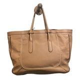 ^Chloe T Leather Contrast Piping Dual Rolled Handle Open Top Large Tote Bag