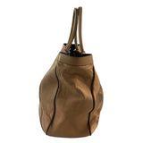 ^Chloe T Leather Contrast Piping Dual Rolled Handle Open Top Large Tote Bag