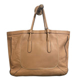 ^Chloe T Leather Contrast Piping Dual Rolled Handle Open Top Large Tote Bag