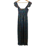 *Saylor Imara Rainbow Lame Flutter Cami Strap Surplice V-neck Maxi Dress, Size M