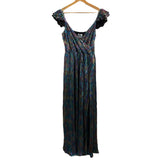 *Saylor Imara Rainbow Lame Flutter Cami Strap Surplice V-neck Maxi Dress, Size M