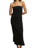 *NWT PerfectWhiteTee Nadine Cotton Rib Knit Strapless Straight Midi Dress, Size S