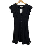 *XiRENA Dalton Cotton Gauze Solid Flutter Sleeve V-Neck Button Front Mini Dress, Size XS