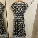 *Trovata Kendall Cotton Floral Flutter Sleeve V-Neck Smocked Bodice Tiered Midi Dress, Size S