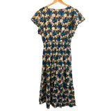 *Trovata Kendall Cotton Floral Flutter Sleeve V-Neck Smocked Bodice Tiered Midi Dress, Size S
