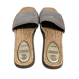 *Brunello Cucinelli Suede & Monili Bead Embellished Slides Flat Espadrilles Sandals, Size 39