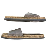 *Brunello Cucinelli Suede & Monili Bead Embellished Slides Flat Espadrilles Sandals, Size 39