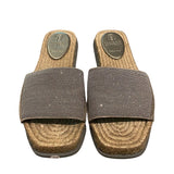 *Brunello Cucinelli Suede & Monili Bead Embellished Slides Flat Espadrilles Sandals, Size 39