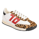 *Back 70 Barkley Strike White Pony Camel Leopard Trim Retro Sneakers, Size 38