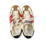 *Back 70 Barkley Strike White Pony Camel Leopard Trim Retro Sneakers, Size 38