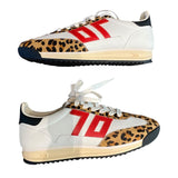 *Back 70 Barkley Strike White Pony Camel Leopard Trim Retro Sneakers, Size 38
