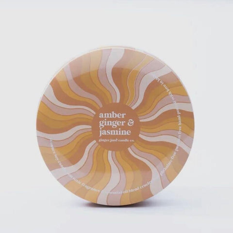 Ginger June Amber, Ginger, & Jasmine Candle in Groovy Swirl Tin, 14 oz