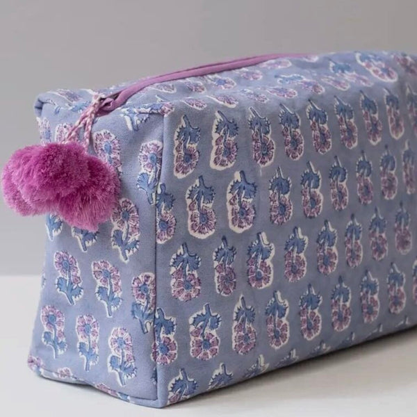 Graymarket Design Malin Periwinkle Block Print Toiletry Bag