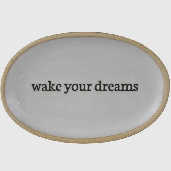 HomArt WAKE YOUR DREAMS Glazed Ceramic Round Dish Tray