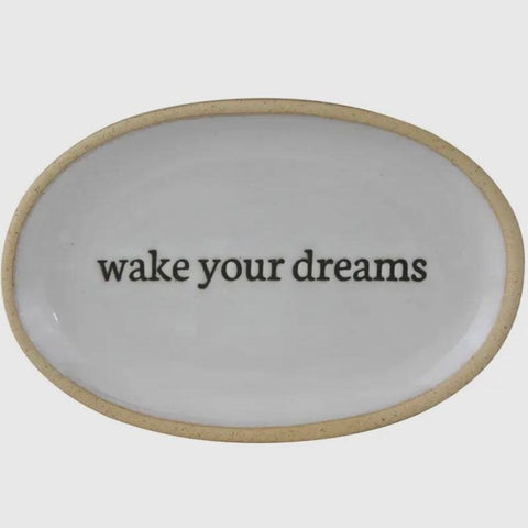 HomArt WAKE YOUR DREAMS Glazed Ceramic Round Dish Tray