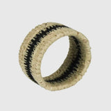 HomArt Black & Natural Seagrass Napkin Rings, Set of 4