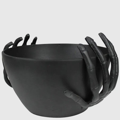 HomArt Black Cast Aluminum Skeleton Hands Bowl