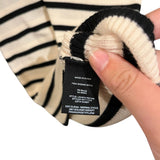 *Theory Leneva Merino Wool Ribbed Stripe Short Sleeve Crew Neck Pullover Sweater, Size S