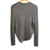 *A.L.C. Torrey Knit Merino Wool Ribbed Patchwork Crew Neck Curved Hem Pullover Sweater, Size S