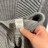 *A.L.C. Torrey Knit Merino Wool Ribbed Patchwork Crew Neck Curved Hem Pullover Sweater, Size S