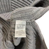 *A.L.C. Torrey Knit Merino Wool Ribbed Patchwork Crew Neck Curved Hem Pullover Sweater, Size S