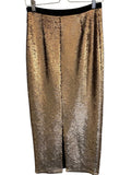 *Cinq a Sept Paula Sequin Pewter Side Zip Midi Pencil Skirt, Size S