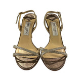 *Jimmy Choo India Glitter Textile Cross Strap Slingback 3.5" Stiletto Sandals, Size 36.5