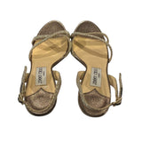 *Jimmy Choo India Glitter Textile Cross Strap Slingback 3.5" Stiletto Sandals, Size 36.5