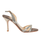 *Jimmy Choo India Glitter Textile Cross Strap Slingback 3.5" Stiletto Sandals, Size 36.5
