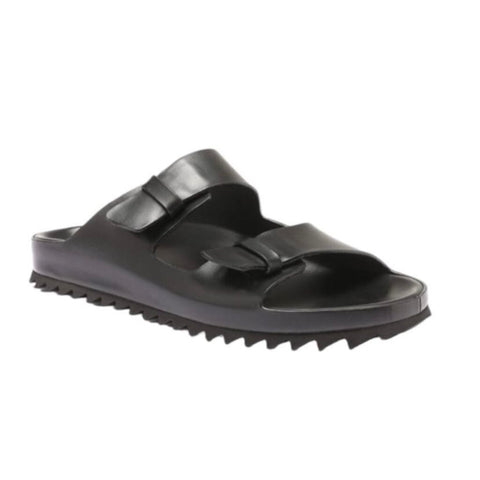*Officine Creative Pelagie Nero Leather Double Slip Strap Slip-On Slide Sandals, Size 38.5