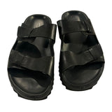 *Officine Creative Pelagie Nero Leather Double Slip Strap Slip-On Slide Sandals, Size 38.5