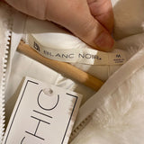 *Blanc Noir Aspen Faux Fur Rib Trim Hoodie Zip-Front Cropped Bomber Jacket, Size M