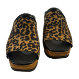 *M. Gemi Greta Leopard Suede Leather Slide Platform Clog, Size 41