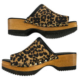 *M. Gemi Greta Leopard Suede Leather Slide Platform Clog, Size 41